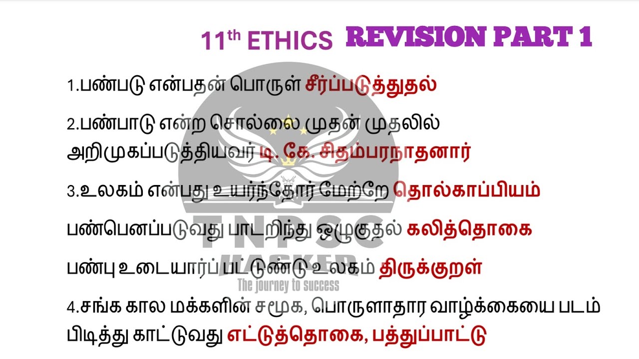 11th ETHICS REVISION PART 1 #tnpsc #11thethics #ethics - YouTube