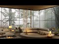 Rainy april fools day in forest bedroom with smooth jazz  piano music for relaxing and sleeping