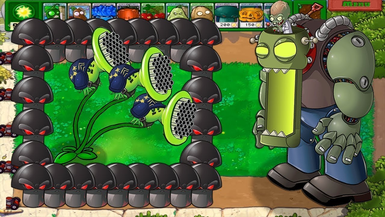 Doom Three Gatling Pea vs 1 Zomboss Gargantuar - Plants vs Zombies Hack