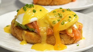 Weekend Brunch For Two! Salmon EGGS BENEDICT With Hollandaise & Avocado. Recipe by Always Yummy!