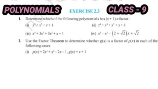 polynomial class 9 exercise 2.3 l class 9 exercise 2.3 l exercise 2.3 class 9 l Q1 #maths #ncert