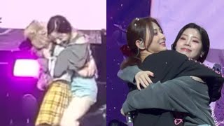 Dahyun secures hugs from Tzuyu and Sana