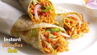 సూపర్ టేస్టీ నూడుల్స్ రోల్ | Instant Noodles Frankie Roll recipe in Telugu at home |  @Vismai Food