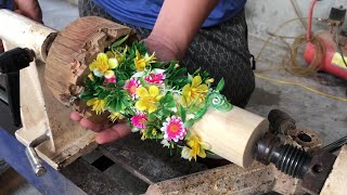 Woodturning Project - How to Use Some Colorful Dried Flowers and Epoxy Resin Into An Amazing Vase