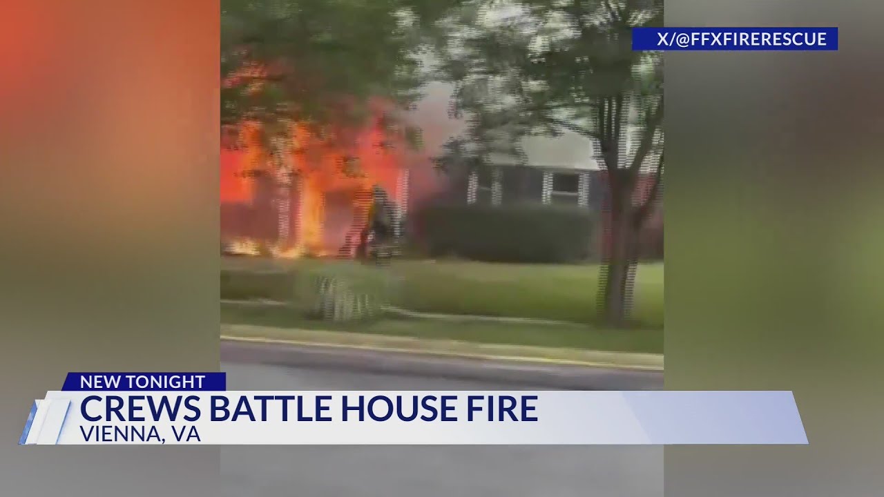 Crews battle house fire in Fairfax County - YouTube
