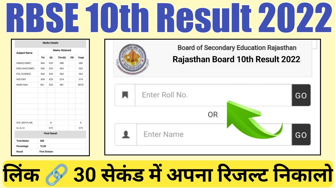 rbse 10th result 2022/rbse 10th result 2022 kaise check kare/10th rbse result 2022/rbse 10th result