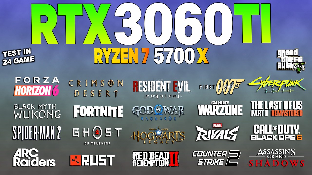 値下げ不可早いもの勝ち RTX 3060 Ti Ryzen7 5700x RTX 3060 Tİ + Ryzen 7 5700x - Test in 24 Games 1080p | Current