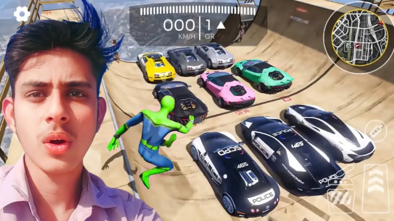 Jenew Superhero Car Mega Ramp Jump V 😧 Ramp Car Driving Gameplay - YouTube