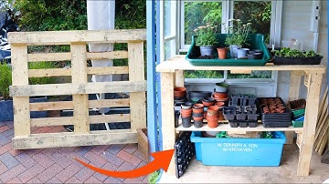 Simple DIY Wood Pallet Potting Bench (full instructions)