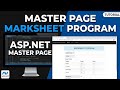 ASP.NET: Master Page: Marksheet Program