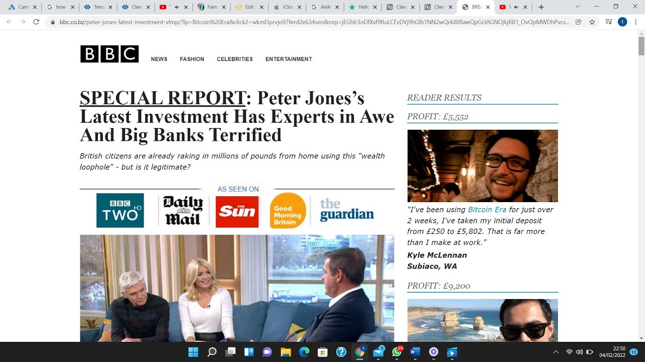 Bitcoin Era Scam alert claiming to be from BBC morning peter jones, Its scam