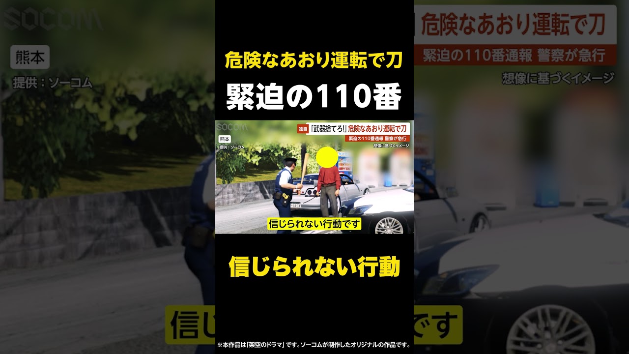 【信じられない行動】「武器捨てろ！」危険なあおり運転で刀…緊迫の110番通報 警察が急行 熊本 #shorts
