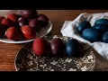 Naturally dyed easter eggs  onion skins and red cabbage