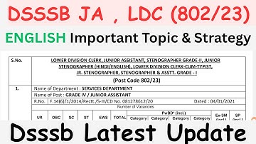 ENGLISH Imp. Topic & Strategy |Jr. Assistant,DSSSB | Complete Analysis #dsssb #juniorassistantexam