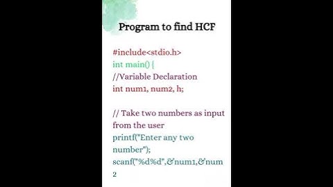 Simple C Program to find HCF | C Programming #shorts