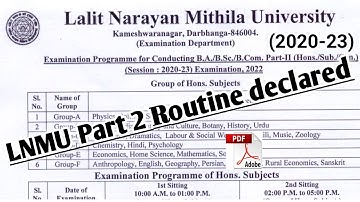 Lnmu part 2 exam routine program list 2022