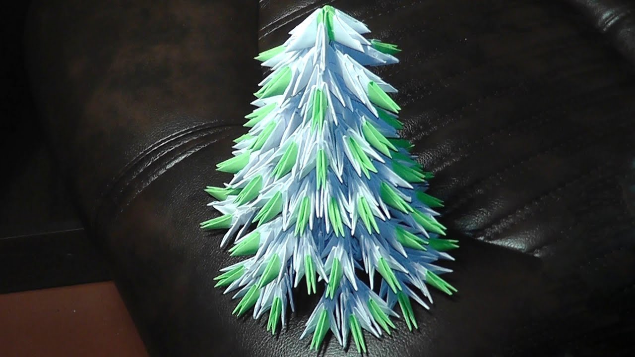 3D origami Christmas tree with their hands tutorial instruction YouTube