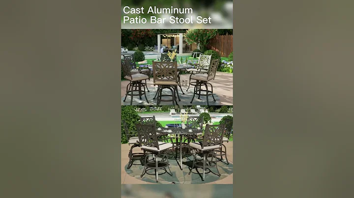 Sophia & William 7-Piece Cast Aluminum Patio Dining Set Rectangle Table & Flower Back Chairs