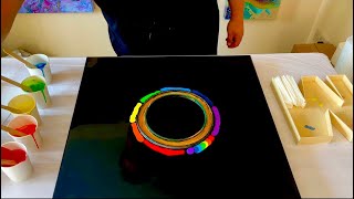 Vibrant + Colorful Rainbow  Burst  Acrylic Pour Painting
