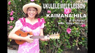 Ukulele Mele Lesson | Kaimana Hila | F-8 chords with Olapa Strum (revised)