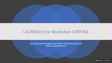 CALPADS Error Resolution CERT161