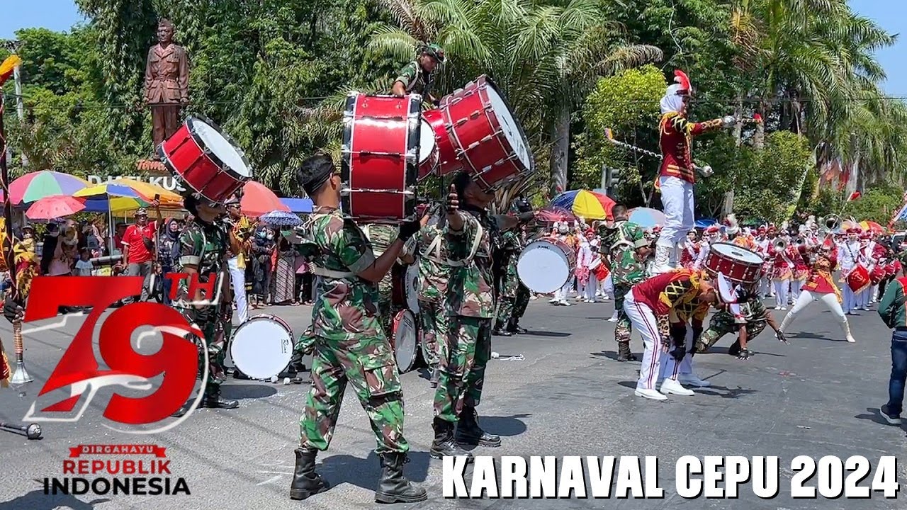 KEREN !! AKSI DRUMBAND SMAN 1 CEPU - KARNAVAL CEPU 2024 BLORA HUT RI 79