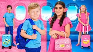 pink vs blue airplane kids challenge