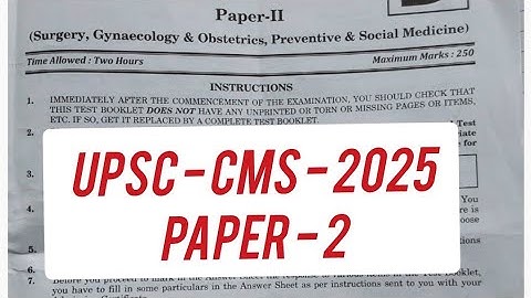 UPSC CMS 2025 PAPER - 2 | SOLVED PAPER | #upscexam #upsc