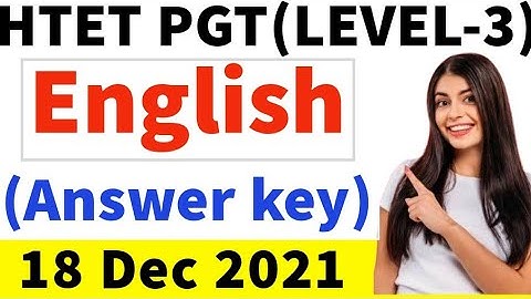 HTET 2021 PGT(LEVEL 3) Answer Key | English questions asked in HTET exam | HTET PGT 2021 Answer Key