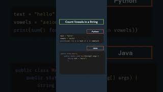 Python vs Java.💻!Count Vowels Challenge#shorts #coding #snehalogichub