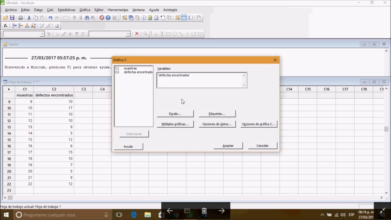Realizar Grafico C en minitab - YouTube