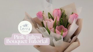 5 Minute Korean Style Tulips Bouquet Tutorial #꽃다발 #포장용품 #튤립 | #花束包装教程