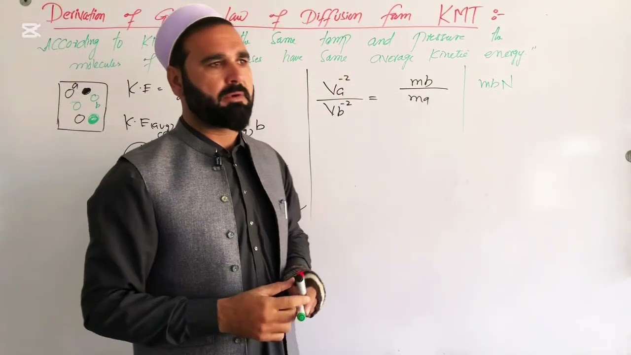 Lec:16 Derivativation of rate law of diffusion from kinetic molecular theory in Pashto 