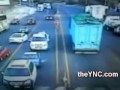 Speeding truck at toll booth