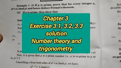 chapter 3 Fermats Wilson and Chinese remainder theorem exercise 3.1, 3.2, 3.3 solution bsc 2nd sem