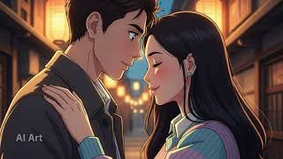 Kiss Day AI Art | Romantic Anime Couple Winter Scene | Ghibli Style screenshot 5