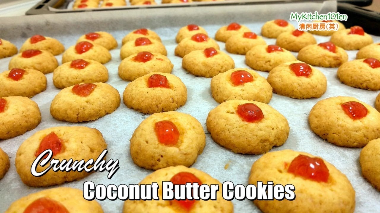 Crunchy Coconut Butter Cookies | MyKitchen101en