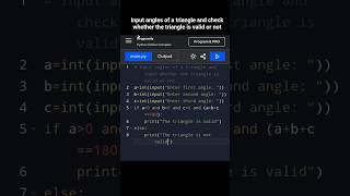 Input angles of a triangle and check whether the triangle is valid or not program-python #coding