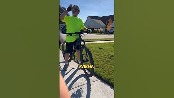 CRAZY KAREN YELLS AT KIDS ON BIKES #ebike #wheelie #shortsfeed #viral #bike #wheelies #trending #fyp