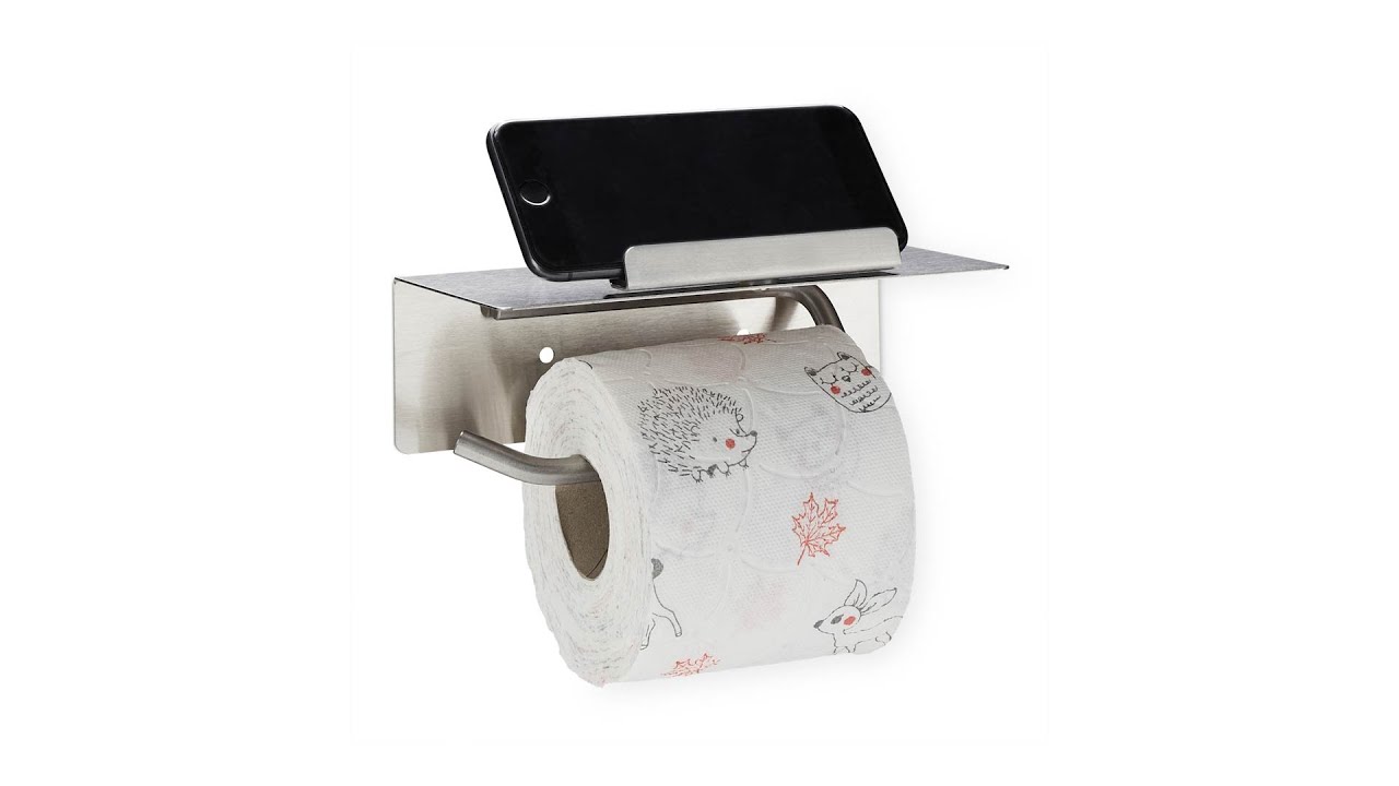 Porte-papier toilette avec étagère en marbre - Porte-papier toilette en  acier