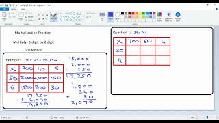 Grid Method Multiplication 3 digit by 2 digit
