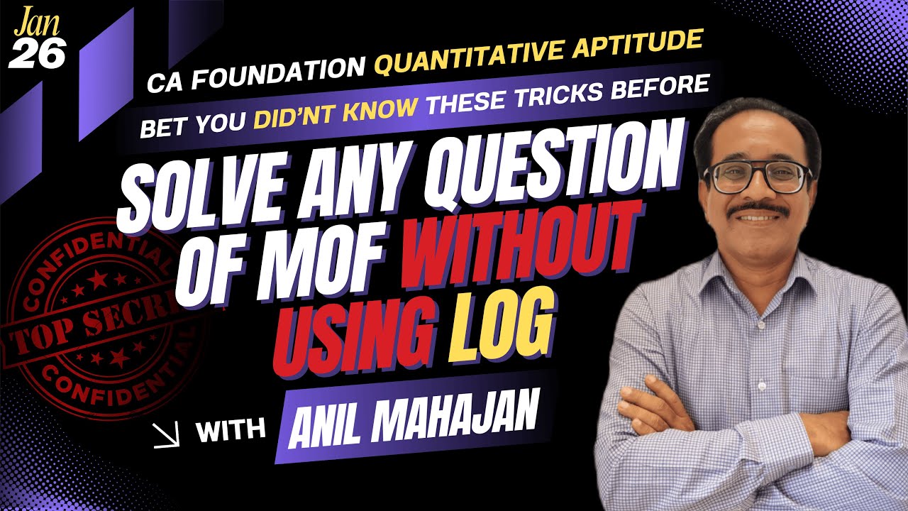Solve CA Foundation Maths Questions FAST Without Log | Top Secret ...