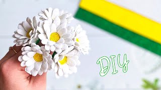 Ромашки из Глиттерного Фоамирана Ободок с цветами / How to make Daisy Flower from Glitter Foam paper