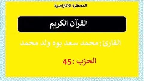 القرآن الكريم || الحزب : 45|| تلاوة : محمد سعد بوه ولد محمد