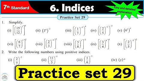Practice set 29 Class 7 | Chapter 6 Indices | Maths | All question Answers | Maharashtra State Board