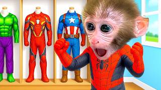 Baby monkey Bonbon turn into superhero and save adorable duck from a tiger