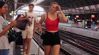 Ns Virm Leaving Station Amsterdam Centraal To Airport Amsterdam Schiphol