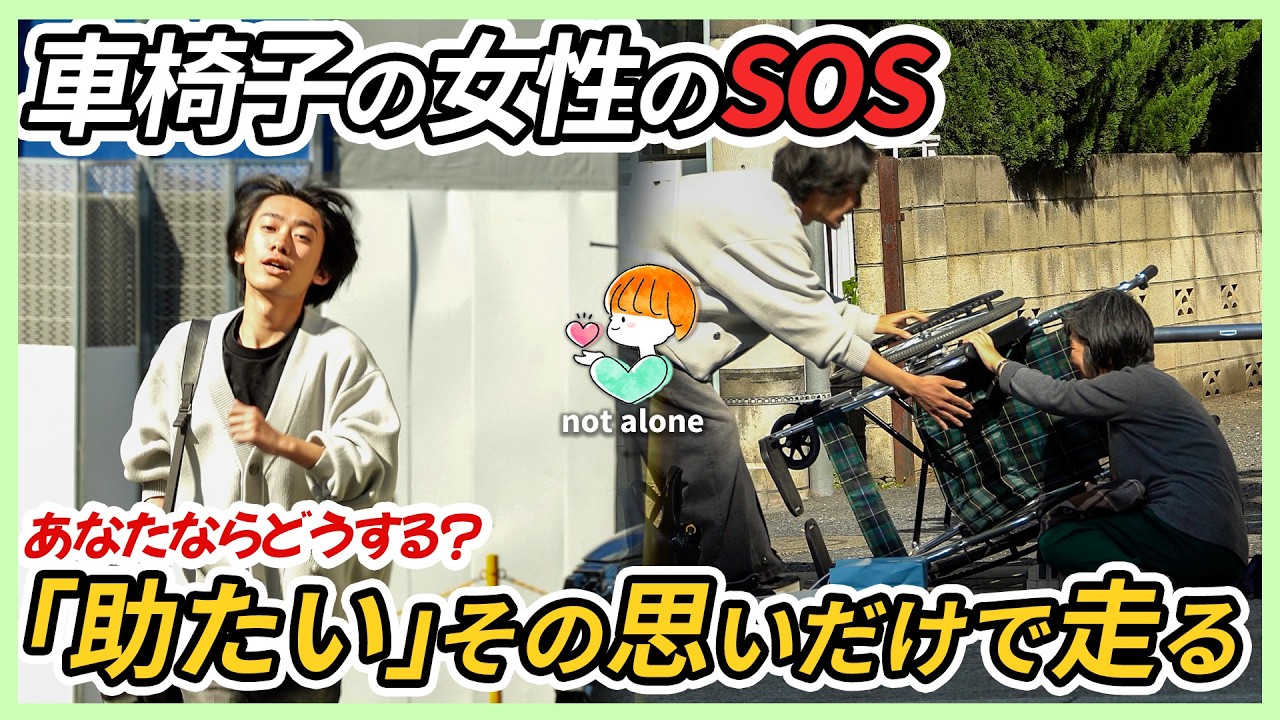 【Социальный эксперимент в Японии】Как люди помогают пожилой женщине в инвалидной коляске #kindness