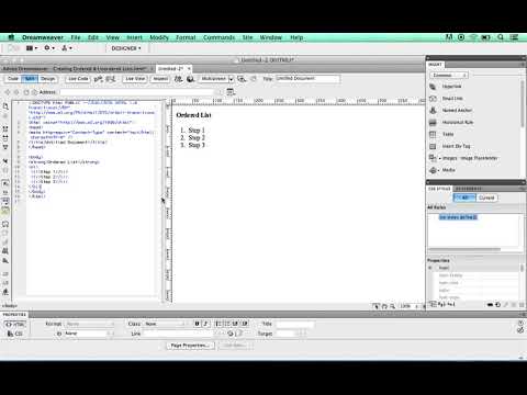 Adobe Dreamweaver - Creating Ordered & Unordered Lists