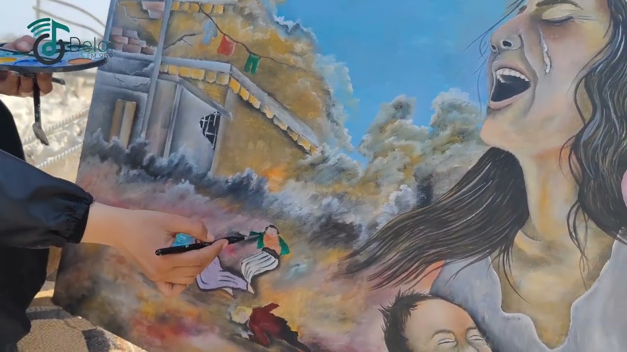 ياسمين خليل كوردية من عفرين ترسم لوحة من بين الركام جنديرس وتعرضها بمزاد علني لكي تقدم ثمنها حق خيمة